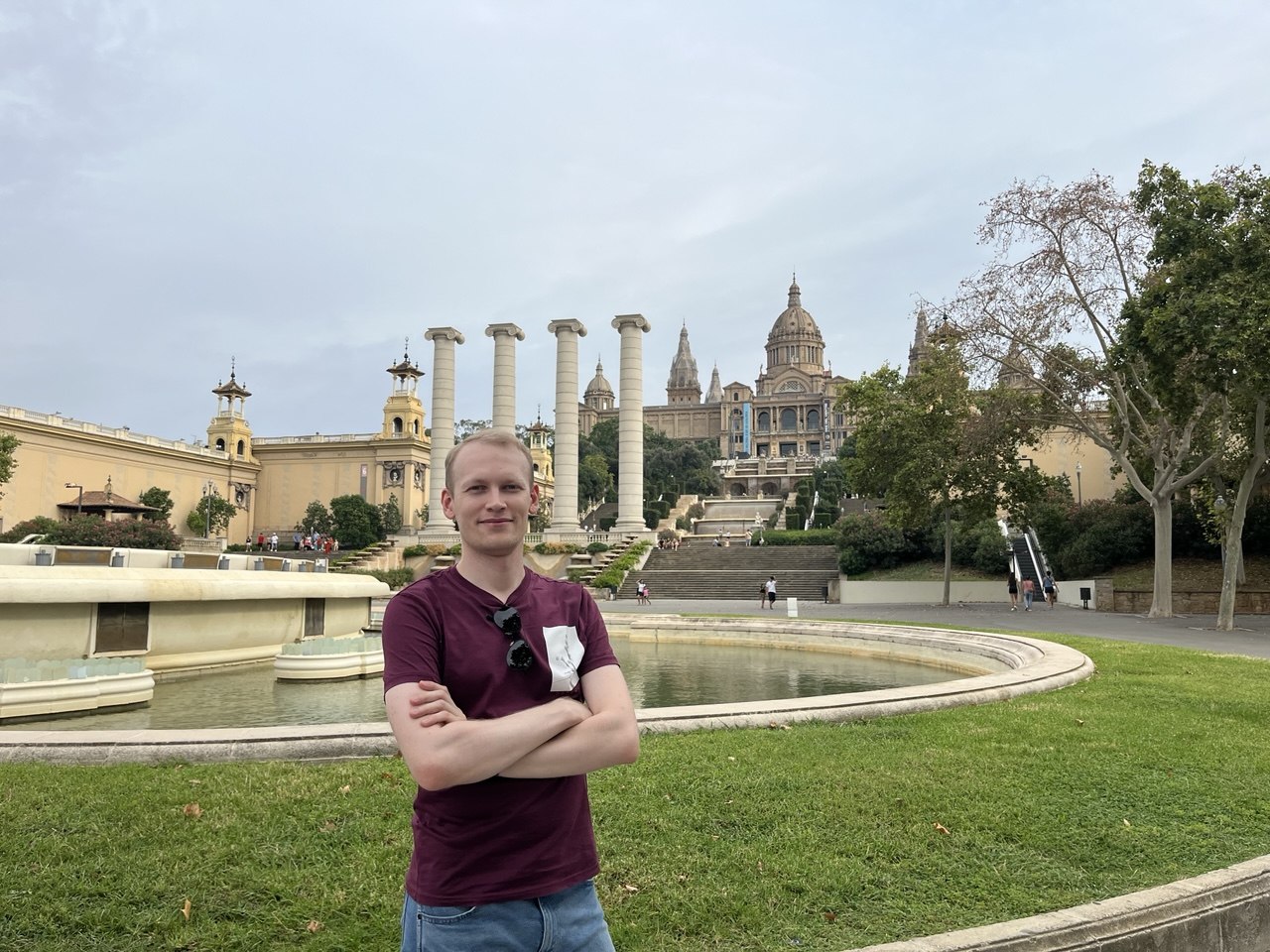 Standing in front of the Montjuïc fountains and Palau Nacional